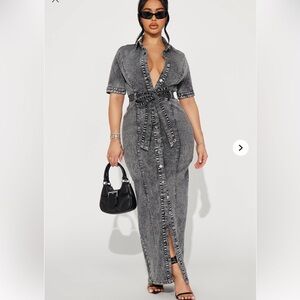 Kara Denim Maxi Dress - Dark Wash
